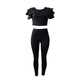 Sexy Women Short Ruffled Sleeves Jumpsuits Two Piece Suits  SA-BLL27707-1 Sexy Clubwear and Pant Sets by Sexy Affordable Clothing