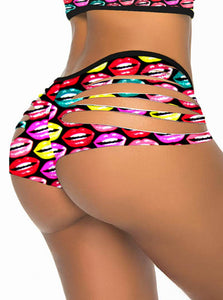 Stylish Colorfull Lips Printed Scrunch Bottom  SA-BLL91290-5 Sexy Swimwear and Bikini Swimwear by Sexy Affordable Clothing