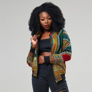 Dashiki Bomber Jacket #Top #Green SA-BLL603-2 Women's Clothes and Blouses & Tops by Sexy Affordable Clothing
