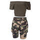 Camo Print High Waist Two Piece Shorts Set #Two Piece #Strapless SA-BLL28060 Sexy Clubwear and Pant Sets by Sexy Affordable Clothing