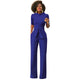 Sexy Women Half Sleeve Belt Solid Casual Jumpsuit #Blue SA-BLL55193-6 Women's Clothes and Jumpsuits & Rompers by Sexy Affordable Clothing