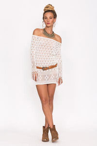 Off the Shoulder Knitted Mini Beach Dress  SA-BLL38289 Sexy Swimwear and Cover-Ups & Beach Dresses by Sexy Affordable Clothing