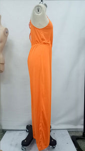 Adjustable Halter Long Jumpsuit #Orange #Halter #Straps SA-BLL55497-2 Women's Clothes and Jumpsuits & Rompers by Sexy Affordable Clothing