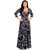 Black Casual A-Line Long Print Swing Dresses #V-Neck #3/4 Sleeve SA-BLL51432-1 Fashion Dresses and Maxi Dresses by Sexy Affordable Clothing