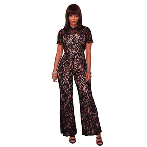 Gizi Black Lace Nude Illusion Jumpsuit #Jumpsuit #Black SA-BLL55376-3 Women's Clothes and Jumpsuits & Rompers by Sexy Affordable Clothing