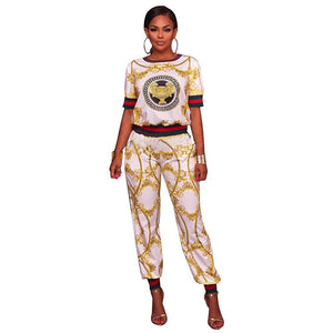 Gotti White Yellow Multi-Color Print Two Piece Jogger Set #White #Yellow #Pant Sets SA-BLL2029-1 Sexy Clubwear and Pant Sets by Sexy Affordable Clothing