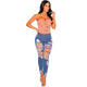Denim Destroyed Ankle Length High Waist Skinny Jeans #Jeans SA-BLL582 Women's Clothes and Jeans by Sexy Affordable Clothing