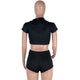 Play A Game Of Tennis Short Set - Black/White #Stripe #Hooded #Crop Top SA-BLL282653-1 Sexy Clubwear and Pant Sets by Sexy Affordable Clothing