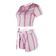 Pinstripe Sexy Shorts Set #Two Piece #Striped SA-BLL282730 Sexy Clubwear and Pant Sets by Sexy Affordable Clothing