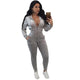 Velvet Women Sport Tracksuit #Grey #Two Piece #Hooded SA-BLL28034-3 Sexy Clubwear and Pant Sets by Sexy Affordable Clothing