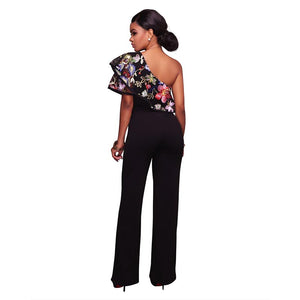 Felicia Black One Shoulder Ruffle Jumpsuit #Jumpsuit #Black SA-BLL55352-3 Women's Clothes and Jumpsuits & Rompers by Sexy Affordable Clothing