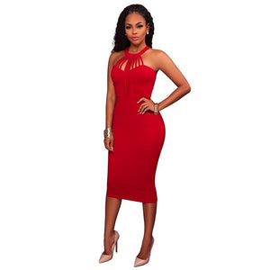Anica Red Strappy Halter Neck Dress #Midi Dress #Red SA-BLL36128-2 Fashion Dresses and Midi Dress by Sexy Affordable Clothing