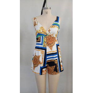 Chloe Halter Tropical Print Romper #Halter #Print SA-BLL55475-2 Women's Clothes and Jumpsuits & Rompers by Sexy Affordable Clothing