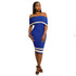 Off Shoulder Women Skinny Knee Length Club Dress #Midi Dress #Clubwear #Blue