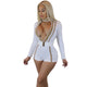 Nautical Goddess Short Romper With Belt #White #Long Sleeves SA-BLL55388-4 Women's Clothes and Jumpsuits & Rompers by Sexy Affordable Clothing