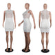 Sexy Sleeveless Solid Color Mini Dress With Sequins #White #Sleeveless #Mesh #Sequins SA-BLL2080-1 Fashion Dresses and Mini Dresses by Sexy Affordable Clothing