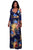 Adelynn Navy-Blue Floral Print Belted Maxi DressSA-BLL51397-1 Fashion Dresses and Maxi Dresses by Sexy Affordable Clothing