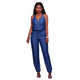 Leanne Blue Chambray Front Zipper Jumpsuit #Jumpsuit #Blue SA-BLL55351 Women's Clothes and Jumpsuits & Rompers by Sexy Affordable Clothing