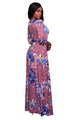 Pink Floral Print Belted Maxi Dress  SA-BLL51397-2 Fashion Dresses and Maxi Dresses by Sexy Affordable Clothing