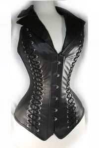 Back Strap and Front Collar Leather Corset  SA-BLL4201-2 Sexy Lingerie and Leather and PVC Lingerie by Sexy Affordable Clothing