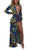 Plunge Neck Long Sleeve Slit Print Maxi DressSA-BLL51381-1 Fashion Dresses and Maxi Dresses by Sexy Affordable Clothing