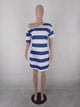 White and Blue Striped Casual Dress #Stripes SA-BLL282716 Sexy Clubwear and Club Dresses by Sexy Affordable Clothing
