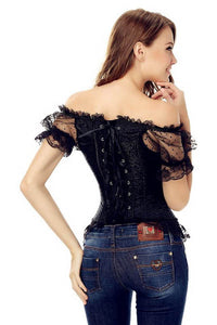 9 Plastic Bones Lace-Up Off The Shoulder Brocade Corset  SA-BLL42683-3 Sexy Lingerie and Corsets and Garters by Sexy Affordable Clothing