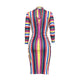Colorful Striped Stand CollarMid Dress #Long Sleeve #Striped #Print SA-BLL36264 Fashion Dresses and Midi Dress by Sexy Affordable Clothing