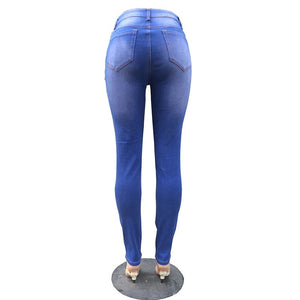 Washing Blue Ripped Knee Hole Jeans #Denim #Hole SA-BLL681 Women's Clothes and Jeans by Sexy Affordable Clothing