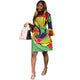 Trumpet Sleeve Boat Neck Geometric Print Dress #Print #Knee-Length SA-BLL36241 Fashion Dresses and Midi Dress by Sexy Affordable Clothing