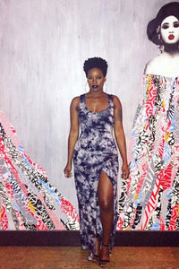 Fashion Print Front Slit Maxi dress  SA-BLL51240 Fashion Dresses and Maxi Dresses by Sexy Affordable Clothing