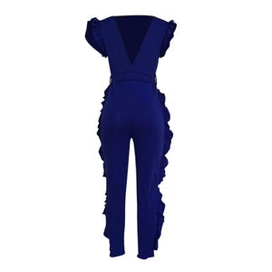 Open Back Ruffled Sleeveless Belted Jumpsuit #Sleeveless #Ruffled SA-BLL55569-2 Women's Clothes and Jumpsuits & Rompers by Sexy Affordable Clothing