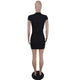 Women's O Neck Short Sleeve Ripped T Shirt Dress #Black #Pink #Short Sleeve #O Neck #Letter SA-BLL282633-1 Fashion Dresses and Mini Dresses by Sexy Affordable Clothing