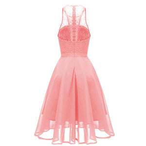 Lace Upper Sleeveless Scoop Skater Dress #Lace #Pink #Sleeveless #Zipper SA-BLL36207-1 Fashion Dresses and Midi Dress by Sexy Affordable Clothing