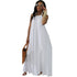 Fashion Halter Neck Backless Floor Length Dress #White #Halter #O Neck #Chiffon