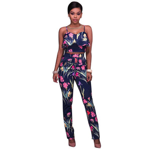 Danika Navy-Blue Floral Print Two Piece Set #Two Piece Set #Pant Set SA-BLL28241-1 Sexy Clubwear and Pant Sets by Sexy Affordable Clothing