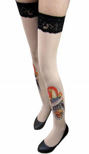Sunbird Inspired Tattoo Stockings  SA-BLL9066 Leg Wear and Stockings and Pantyhose and Stockings by Sexy Affordable Clothing