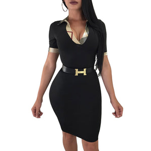 Short Sleeve Office Dress With Collared Neck #Black #Short Sleeve #Collared Neck SA-BLL282512-1 Fashion Dresses and Mini Dresses by Sexy Affordable Clothing