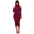 Carol Burgundy Cut Out Shoulders Ribbed Midi Dress #Midi Dress #Burgundy
