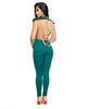 Seldana Hunter Green Pearl Chain Open Back Jumpsuit #Jumpsuit #Green SA-BLL55320-2 Women's Clothes and Jumpsuits & Rompers by Sexy Affordable Clothing