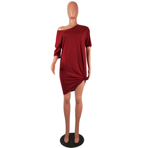 Short Sleeve Round Neck Loose Midi Dress #Short Sleeve #Round Neck SA-BLL36243-2 Fashion Dresses and Midi Dress by Sexy Affordable Clothing