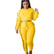 Side Pleated Tracksuit Crop Top and Pants #Yellow SA-BLL28189-2 Sexy Clubwear and Pant Sets by Sexy Affordable Clothing