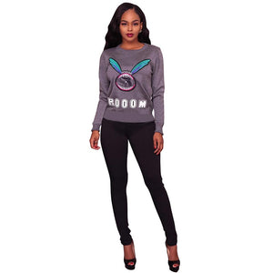 Rooom Grey Graphic Sweater Top #Top #Grey SA-BLL635-1 Women's Clothes and Blouses & Tops by Sexy Affordable Clothing