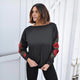 Round Neck Long Sleeve Regular Floral Sweatshirt #Black #Top #Sweatshirt SA-BLL643-2 Women's Clothes and Blouses & Tops by Sexy Affordable Clothing