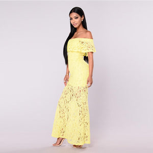 Off the Shoulder Lace Maxi Dress #Maxi Dress #Yellow SA-BLL51425-1 Fashion Dresses and Evening Dress by Sexy Affordable Clothing