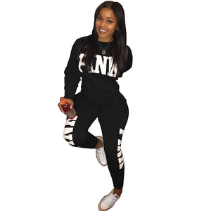 Explosive Casual Self-Cultivation Sexy Printing Campaign Two-Piece #Black #Two Piece SA-BLL27791-3 Sexy Clubwear and Pant Sets by Sexy Affordable Clothing