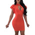 Ruffle Sleeve Cutout Bodycon Dress #Orange #Ruffle Sleeve #Cut Out