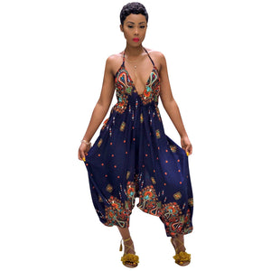 Printed Bohemian Goddess Jumpsuit (Navy Blue) #Printed #Straps #Bohemian SA-BLL55584-5 Women's Clothes and Jumpsuits & Rompers by Sexy Affordable Clothing