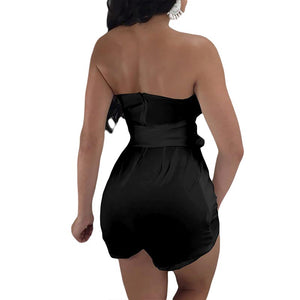 Sexy Strapless Sweetheart Plain Rompers With Belt #V-Neck #Strapless SA-BLL55511-1 Women's Clothes and Jumpsuits & Rompers by Sexy Affordable Clothing