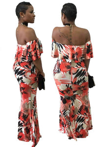 Sublimation Slash Shoulder Maxi Dress  SA-BLL51318 Fashion Dresses and Maxi Dresses by Sexy Affordable Clothing